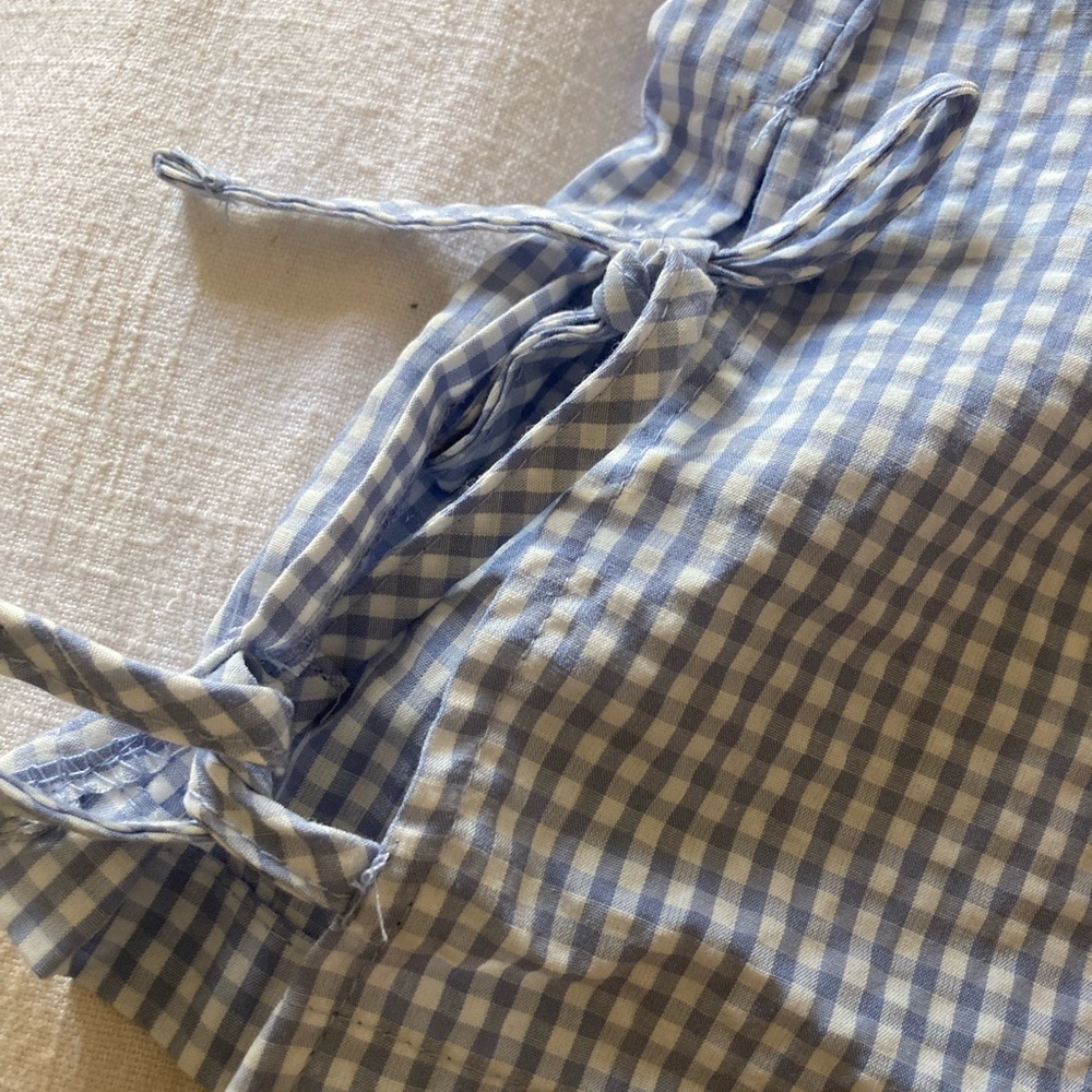 Light Blue and White Gingham / stripe Lounge Shorts Set - Picture 7 of 7